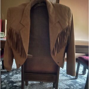 Size medium light tan suede western fringe jacket